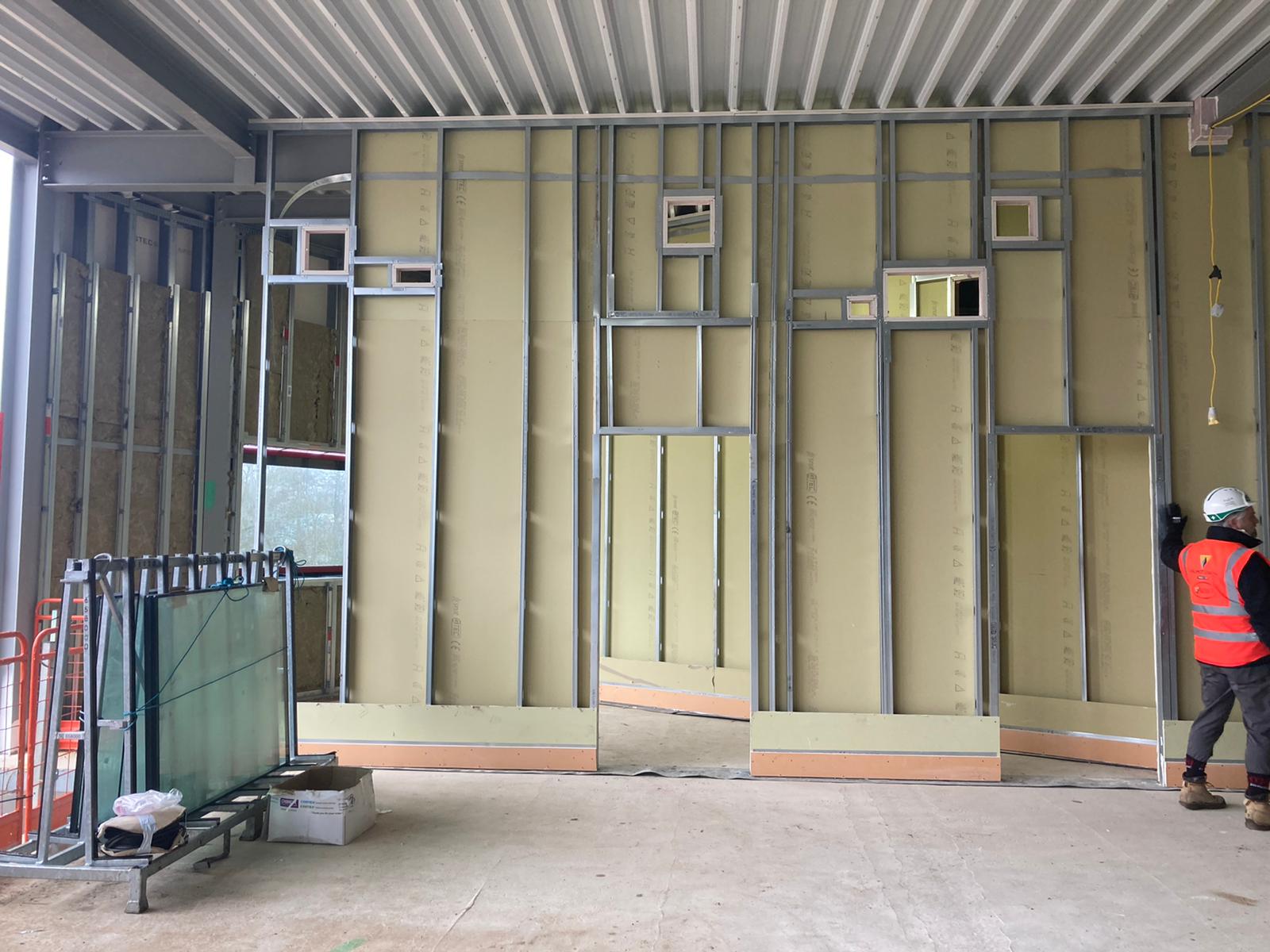 Internal partitions going in
