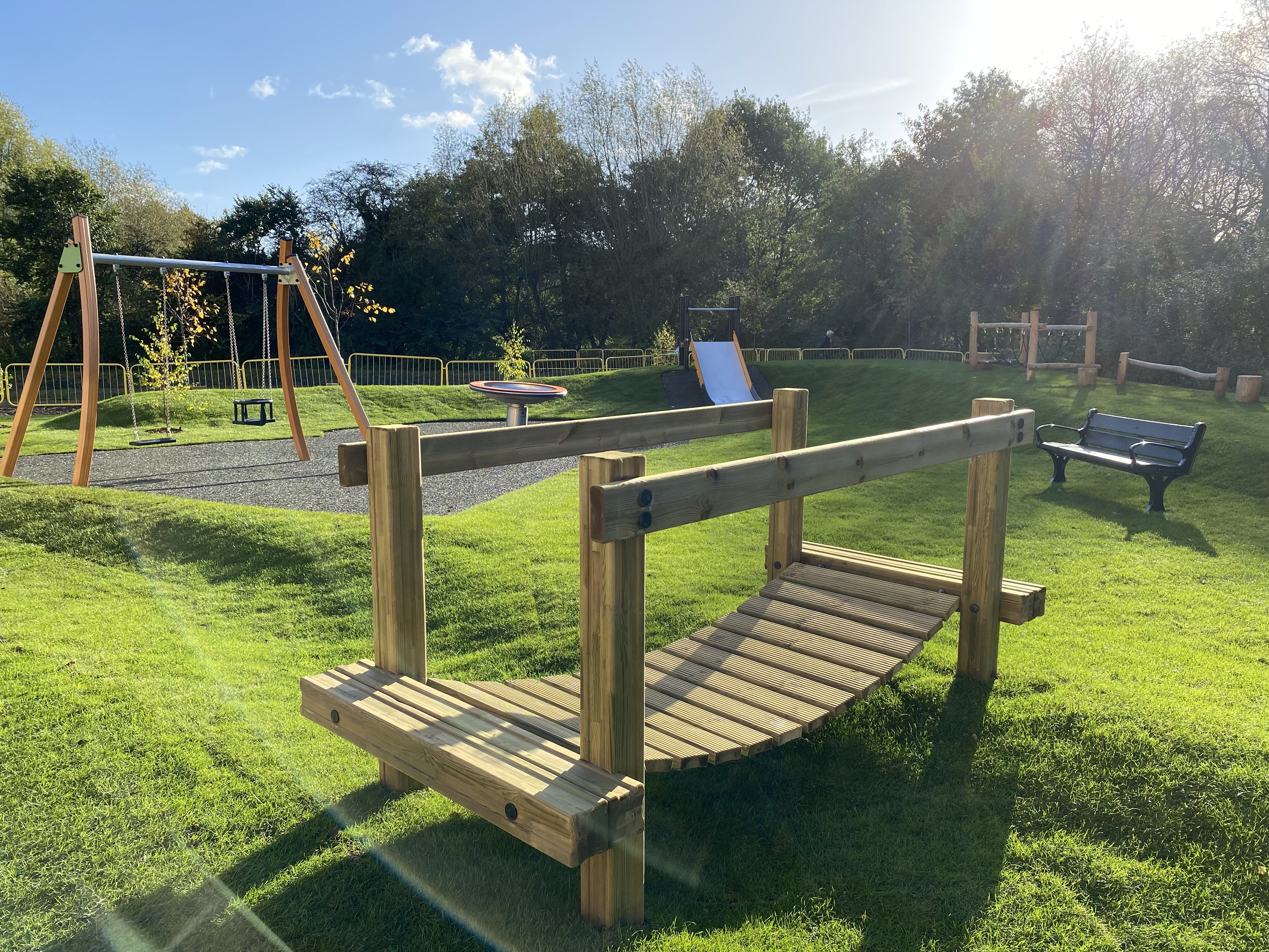 New play park at Grange Paddocks on sunny day