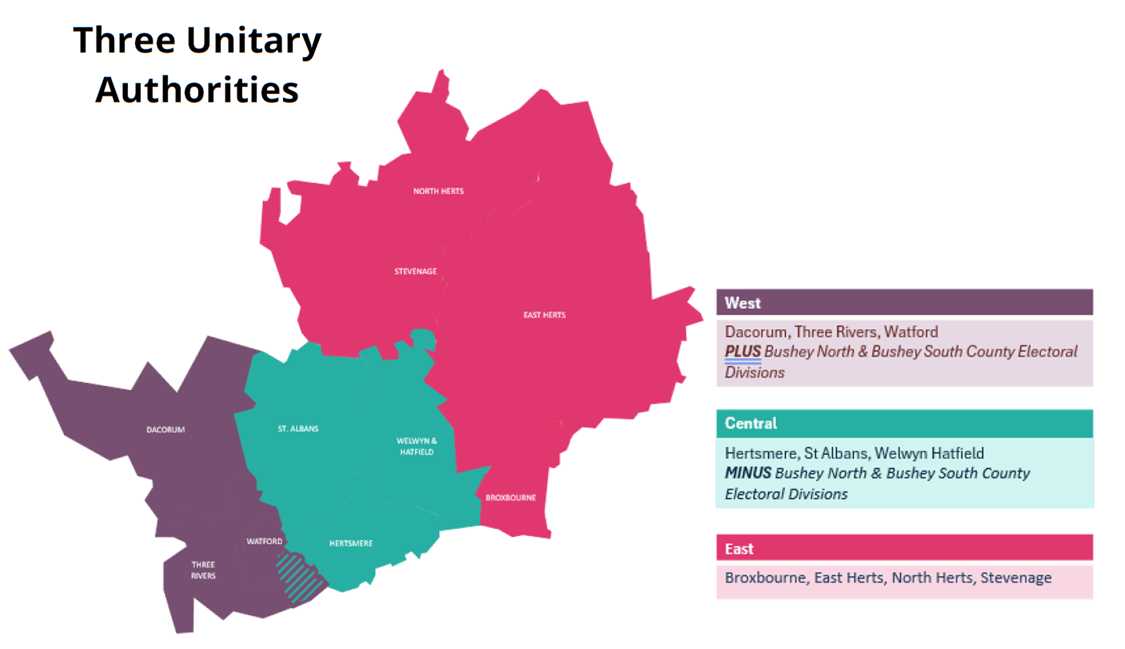 LGR - Map showing the boundaries for 3 unitary councils 