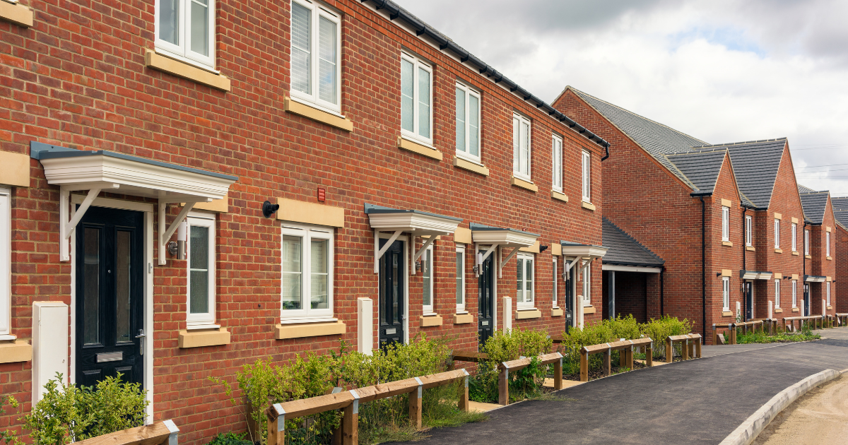 A row of newly built homes