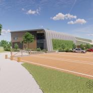 Artist impression of the new entrance way to Hartham Leisure Centre