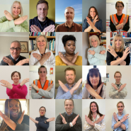 collage of East Herts staff and leaders crossing their arms to promote the theme #BreaktheBias