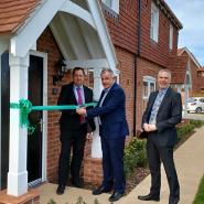David Gooch, Cllr Peter Boylon and Jonathan Geall officialy opening the new marketing suite at Sele Farm development in Hertford