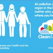 Cartoon image of family for Clean Air day