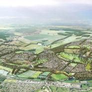 Aerial CGI image of the Gilston development