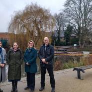 Cllr Ben Crystall (Leader, East Herts Council), Cllr Alex Daar (Leader, Hertford Town Council), Cllr Ann Woodward (Deputy Leader, Hertford Town Council) and Cllr Vicky Smith (Bengeo North ward).