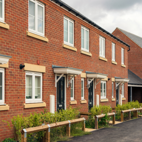 A row of newly built homes
