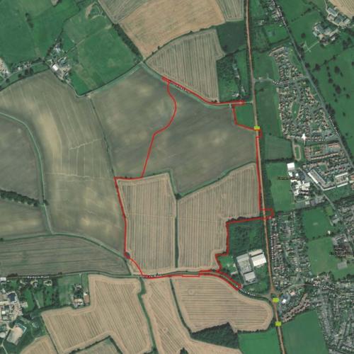 Aerial map showing site boundary